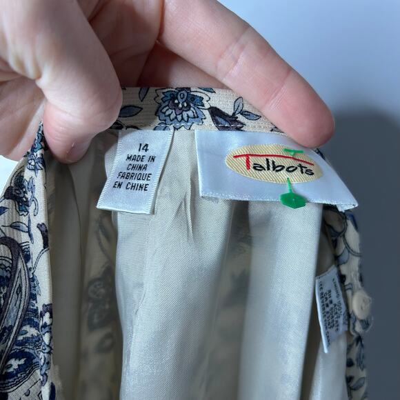 Vintage Talbots Silk Paisley Floral Midi Skirt Fairy Cottagecore Prairie 90s Y2k - Picture 4 of 6